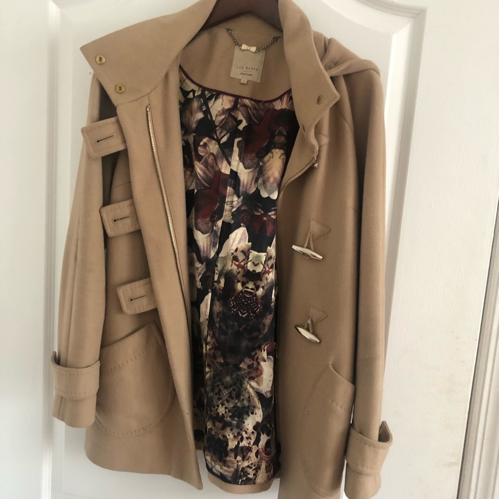 Ted Baker camel jacket with hood silk lining
